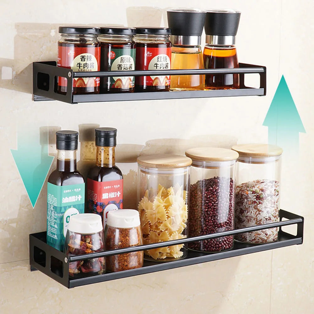 Afralia™ Stainless Steel Spice Jar Organizer Shelves for Kitchen Storage