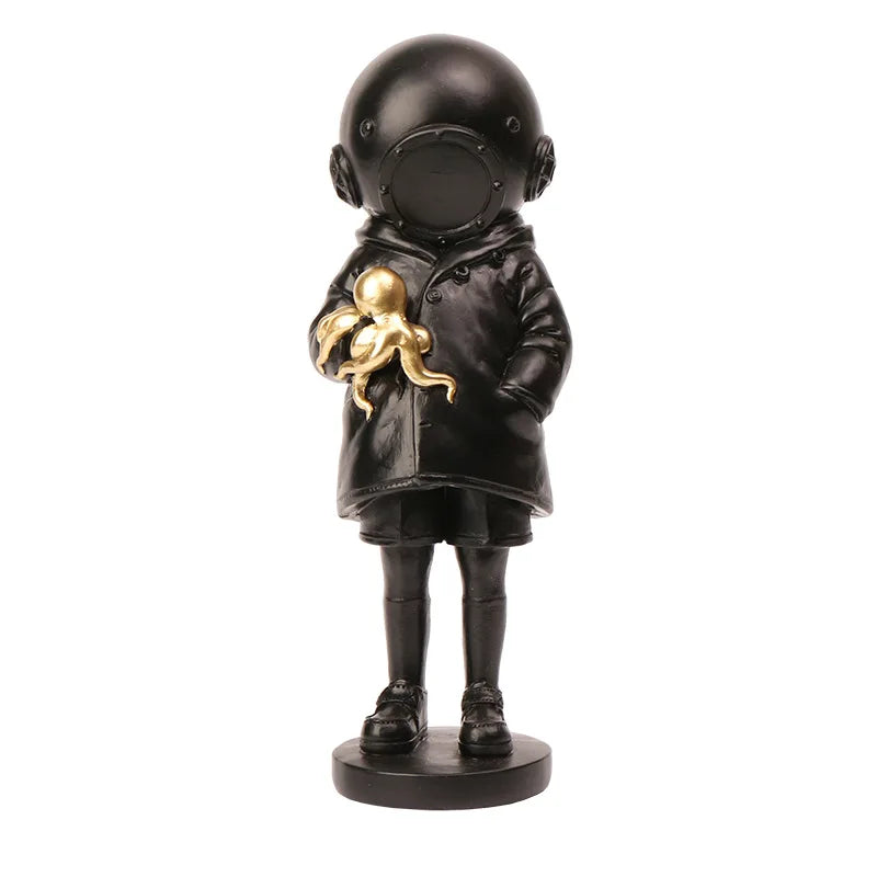 Afralia™ Deepsea Diver Sculpture Banksy Collectible Toy Resin Figurine Home Decor