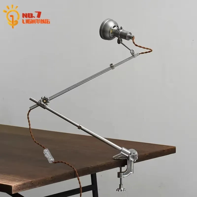 Afralia™ Vintage Swing Arm Table Lamp LED E14 Retro Flexible Desk Light