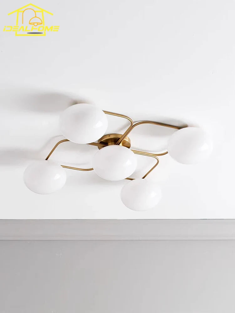 Afralia™ Nordic Iron Art Ceiling Light LED E27 Gold/Black Modern Minimalist Bedroom Restaurant