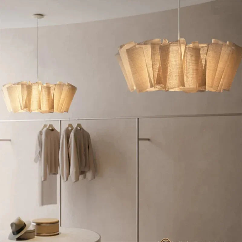 Afralia™ Nordic Fabric Ceiling Chandelier - Handmade Wabi Sabi Vintage Bedroom Pendant Lights