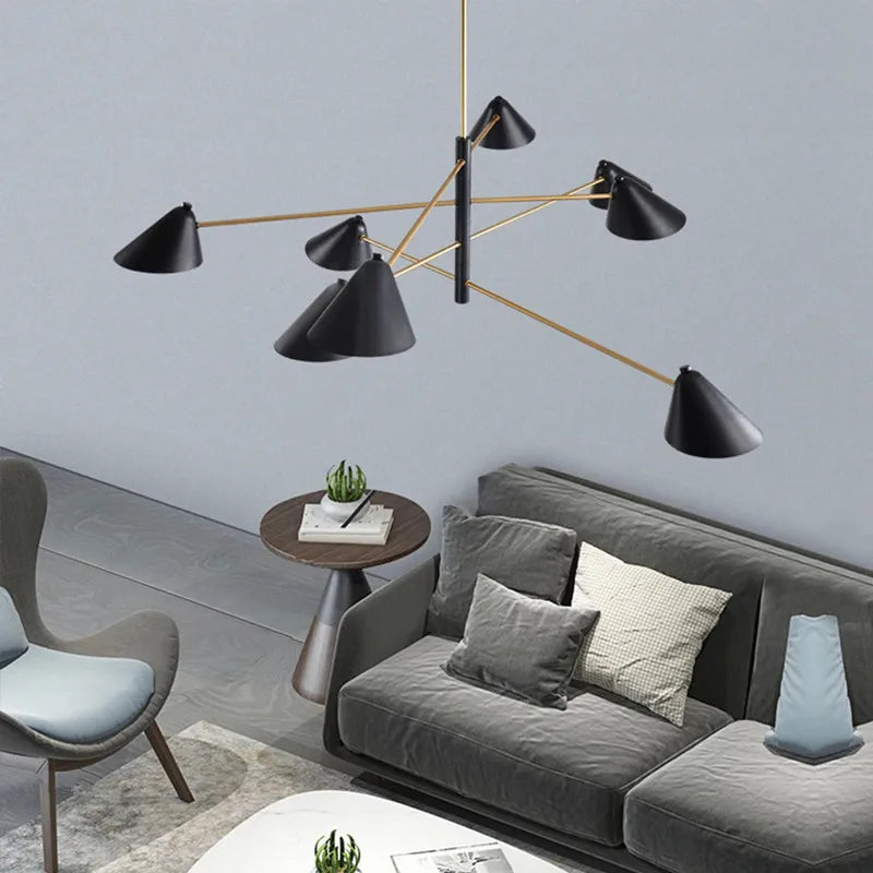 Afralia™ Cone Shade Chandelier: Minimalist Nordic Design for Living and Dining Rooms