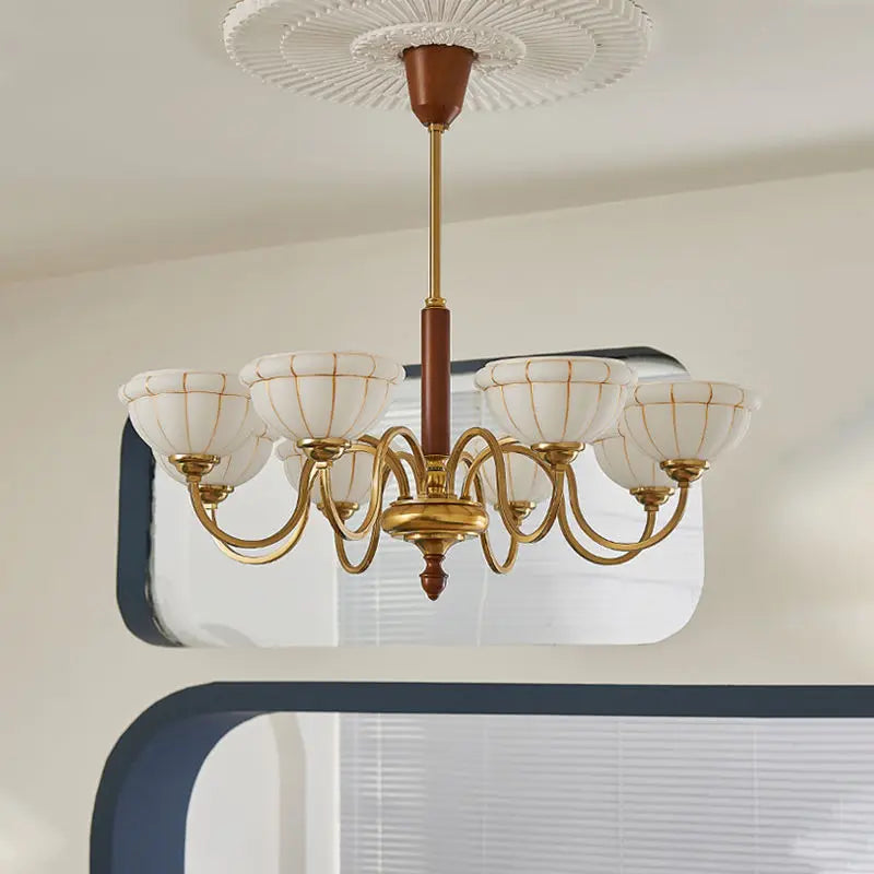 Afralia™ Retro French Style Living Room Chandelier & Solid Wood American Bedroom Light