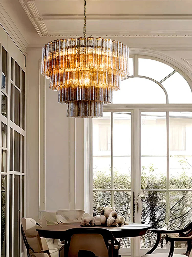 Afralia™ High Glass Ceiling Pendant LED Chandelier for Living Room