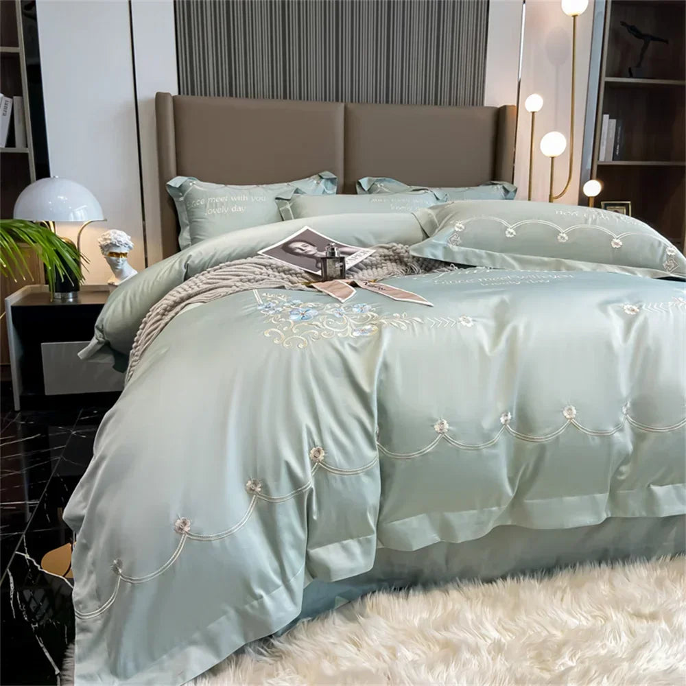 Afralia™ Egyptian Cotton Bedding Sets | Solid Sheet Pillowcase | King Queen Double Size