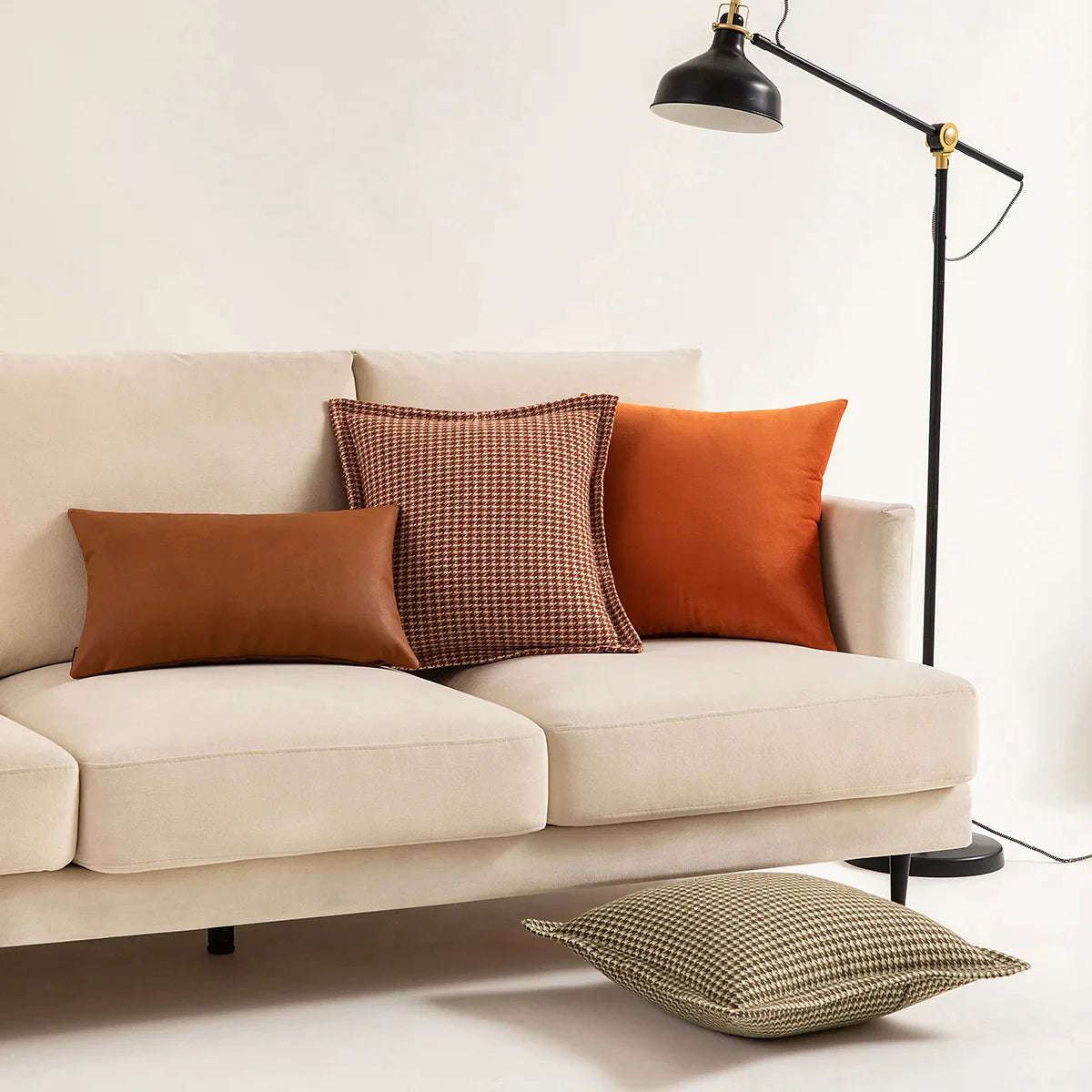 Afralia™ Hounds tooth Square Cushion Cover 45x45cm Orange Green Blue Black