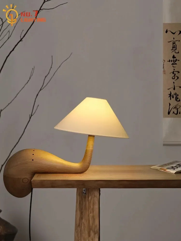 Afralia™ Solid Wood Table Lamp LED E27 Minimalist Zen Art Decor for Tea Room & Study