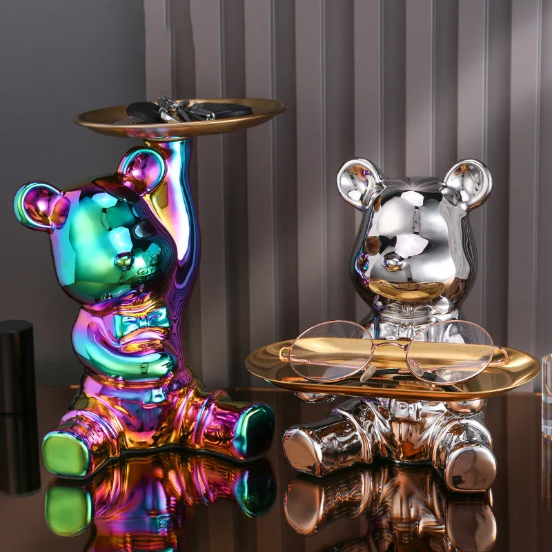 Afralia™ Colorful Bear Storage Box: Decorative Desktop Tray Money Box Ornaments