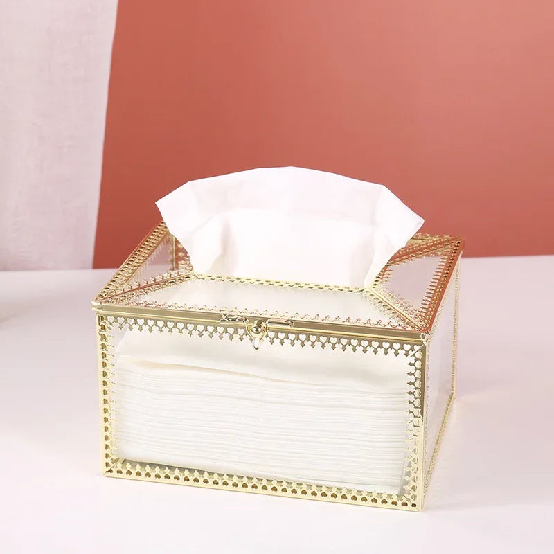 Afralia™ Metallic Glass Napkin Holder Nordic Luxury Home Organizing Decor