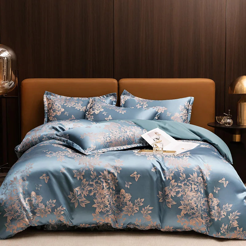 Afralia™ Jacquard Satin Summer Bedding Set - Elegant & Skin Friendly Duvet Cover - Single/Double Size