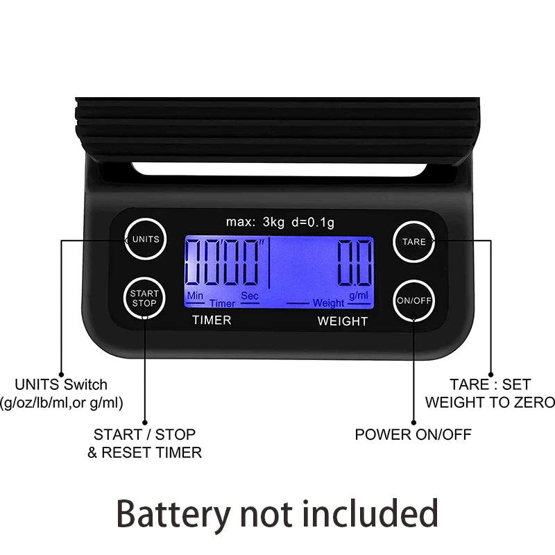 Afralia™ BrewMaster Coffee Scale Timer, 3kg