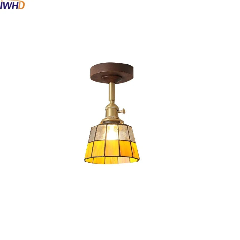Afralia™ Glass Wood LED Ceiling Light Nordic Design for Living Room & Corridor