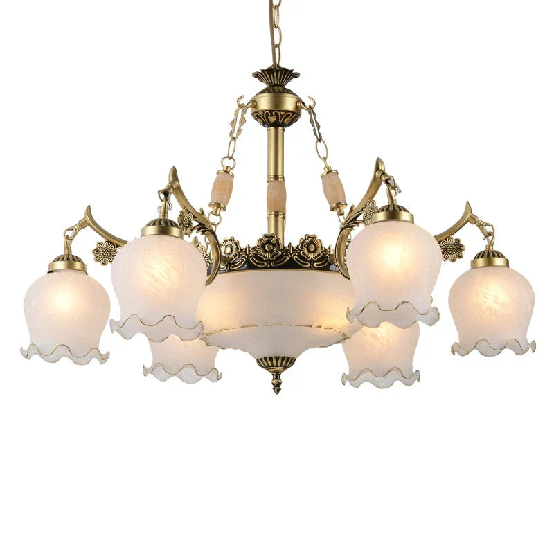 Afralia™ Vintage Metal Glass Chandelier for Living Room Kitchen Dining Bar