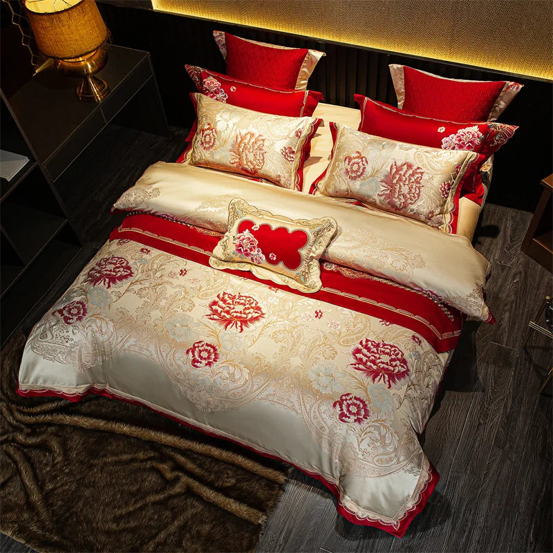 Afralia™ Luxury Embroidery Jacquard Egyptian Cotton Bedding Set