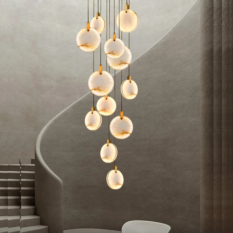 Afralia™ 2025 Art Deco Marble Golden Lustre LED Chandelier Lighting