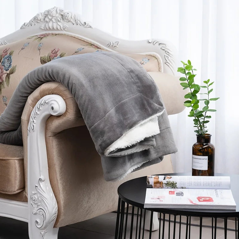 Afralia™ Flannel Lamb's Wool Throw Blanket: Soft, Warm, & Cozy for Sofa, Bed, or Travel