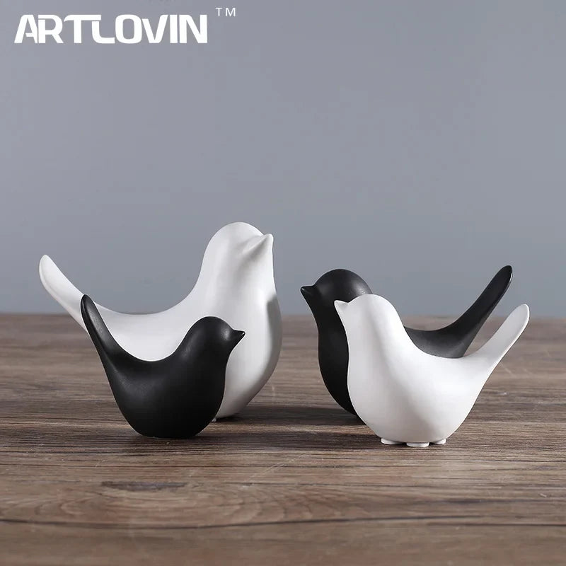 Afralia™ Nordic White Ceramic Bird Figurines for Home Decor and Events
