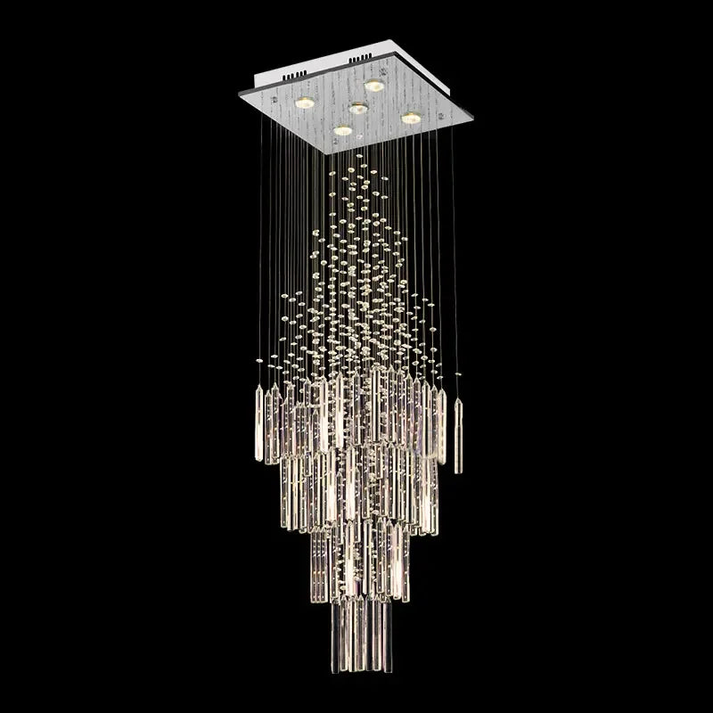 Afralia™ Crystal Ceiling Chandelier Modern Living Room Lighting Fixture Loft Staircase Lustre