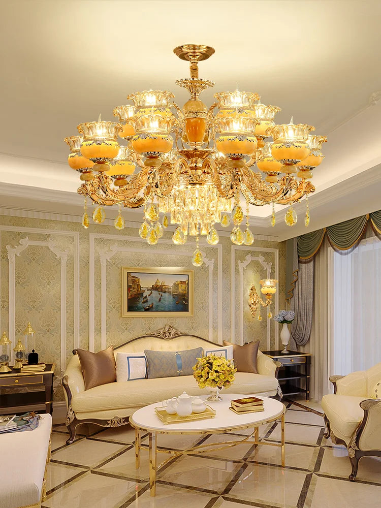 Afralia™ Luxury Jade Crystal Chandelier for Elegant Living Spaces