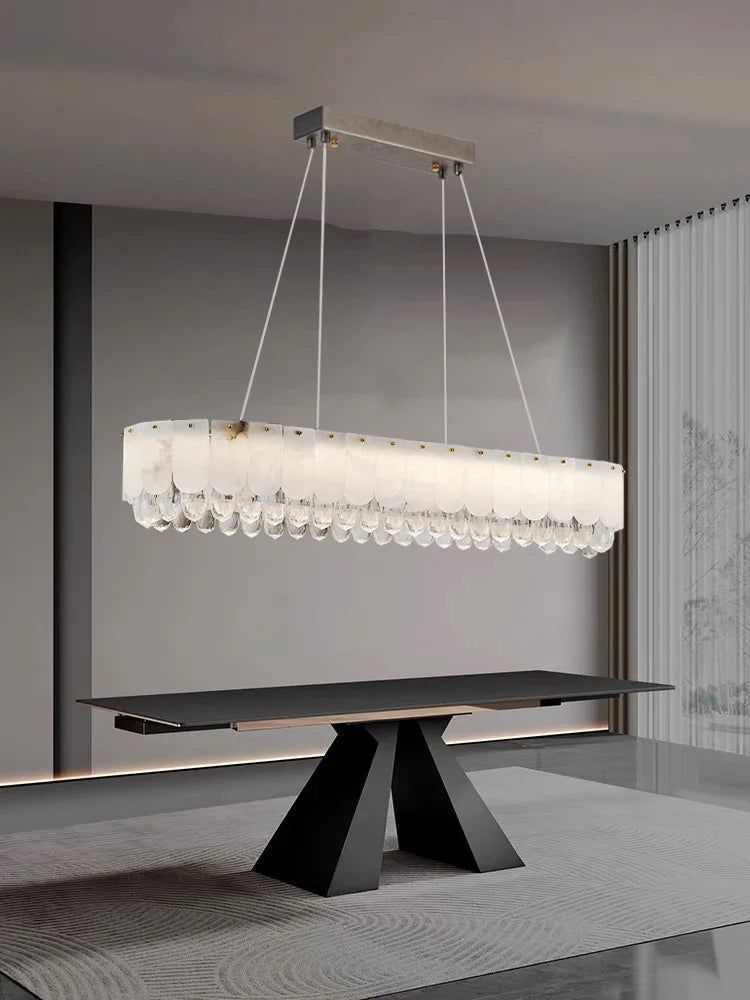 Afralia™ Crystal Marble Ceiling Chandelier LED Hanging Lamps for Dining Room