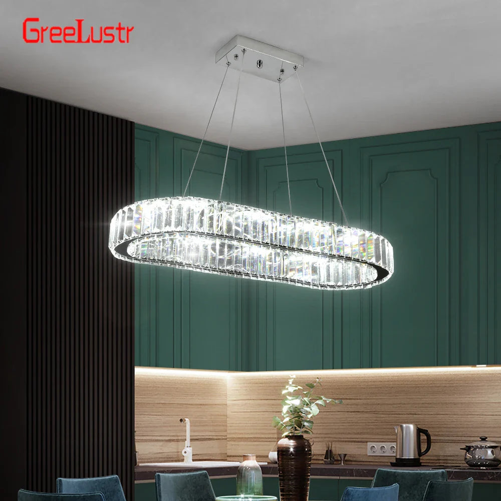Afralia™ Crystal Oval Design LED Chandelier: Modern Large Pendant Light for Living Room & Bedroom