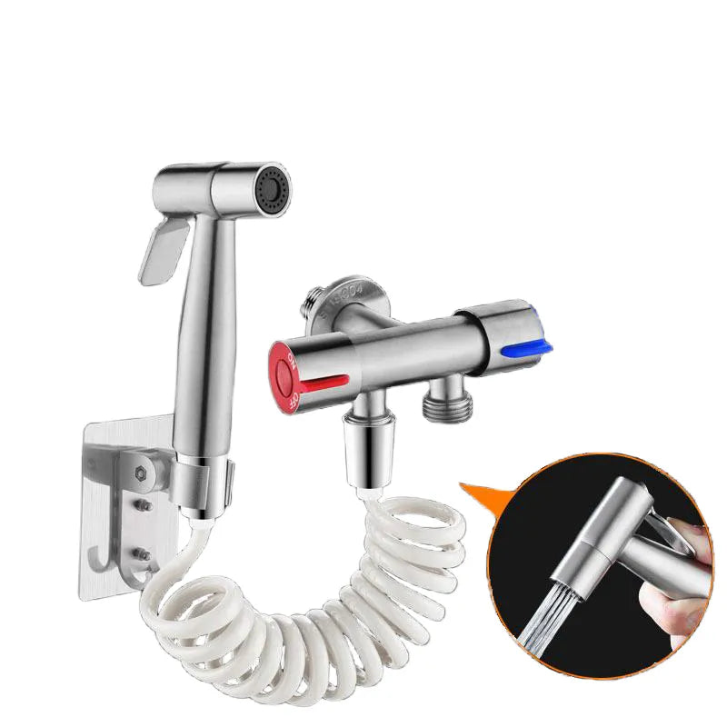 Afralia™ Stainless Steel Bidet Sprayer Set Handheld Toilet Faucet Shower Nozzle