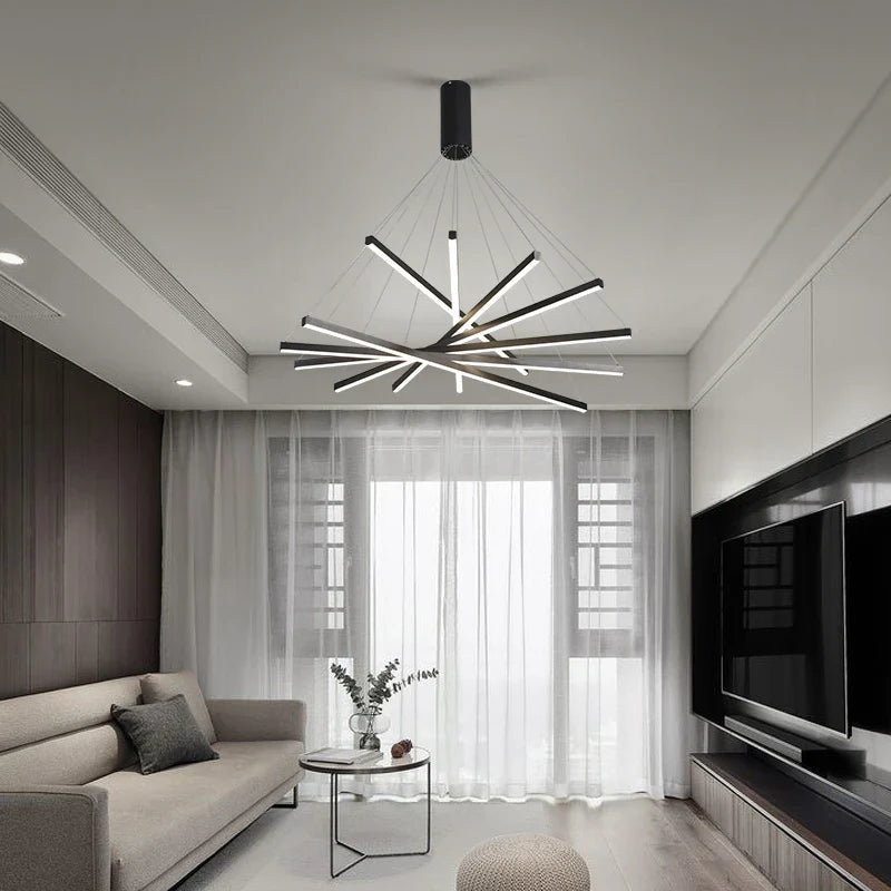 Afralia™ Aluminum Ceiling Chandelier with Changeable LED Shape for Stairway and Living Room