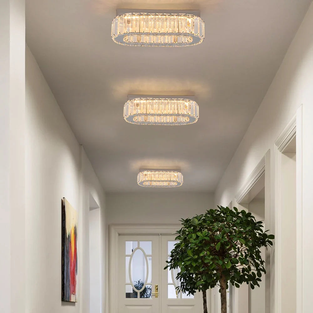 Afralia™ Oval Crystal LED Wall Chandelier Ceiling Lamp - Modern Home Decor