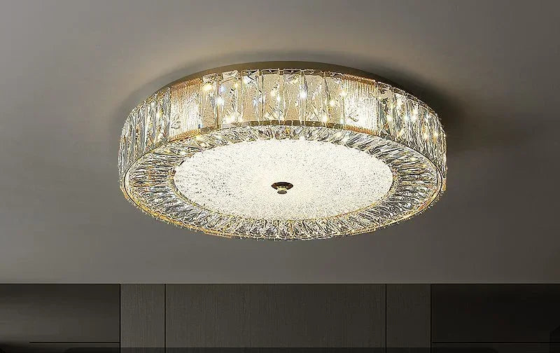 Afralia™ Golden Crystal Ceiling Chandelier: Modern Luxury LED Light Fixture for Living Room