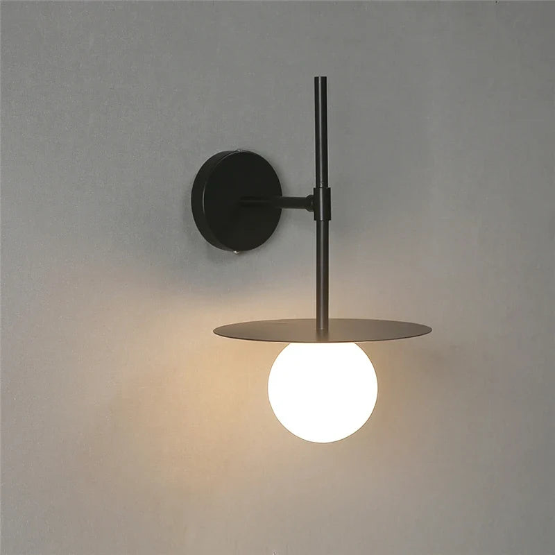Afralia™ Iron Glass LED Wall Light: Customizable Decorative Black Lamp for Home Indoor