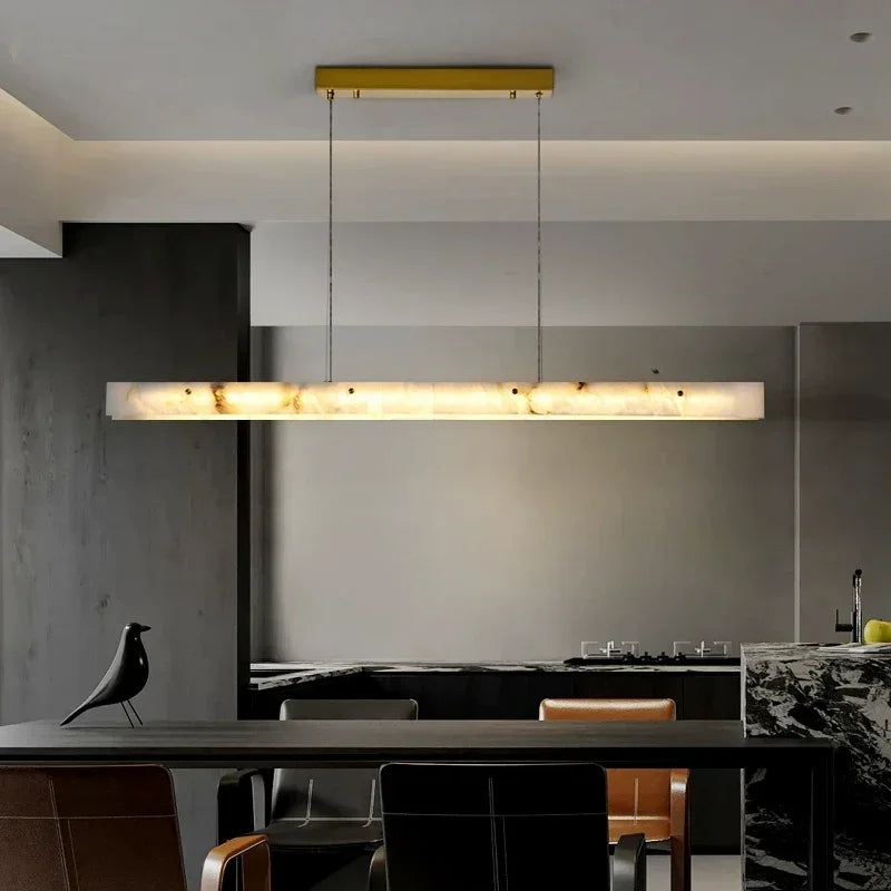 Afralia™ Modern Luxury Marble LED Chandelier Gold Suspension Light