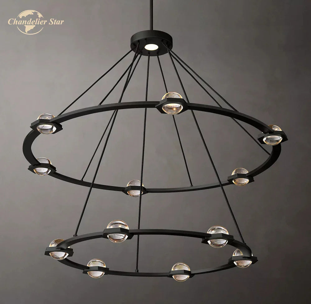 Afralia™ Éclatant Two-Tier Round Crystal Chandelier for Living & Dining Room