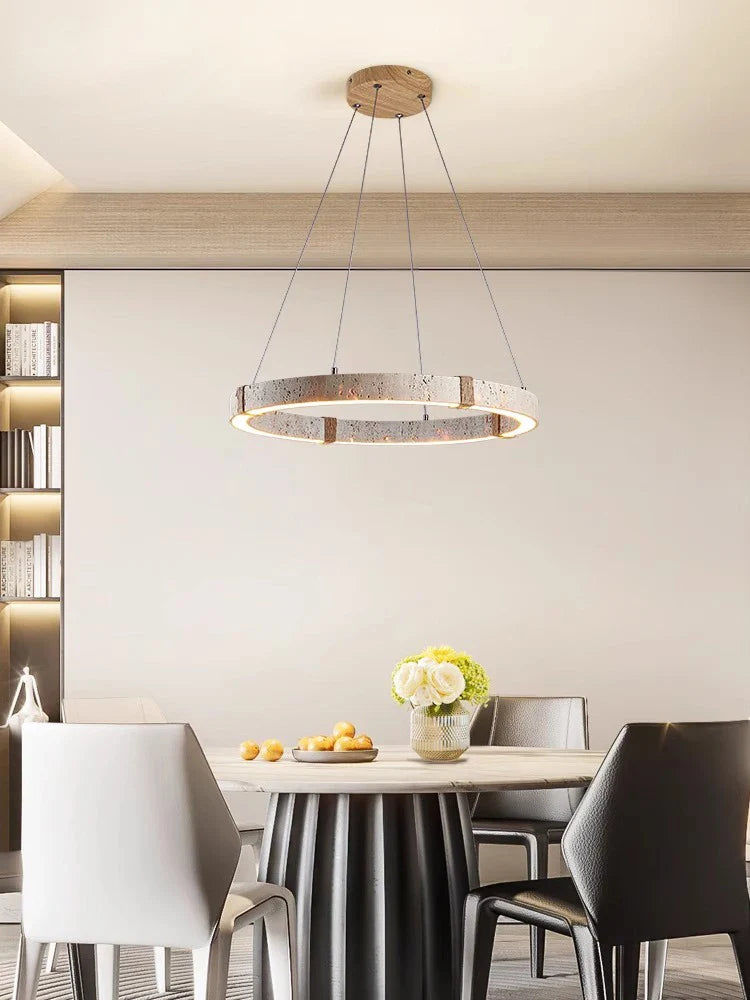 Afralia™ LED Stone Ring Chandelier - Trendy Design for Living & Dining Room