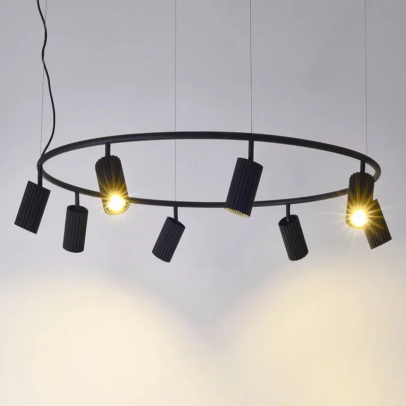 Afralia™ Circle LED Spot Chandelier: Modern Rotatable Lights Fixture for Living Room & Bedroom