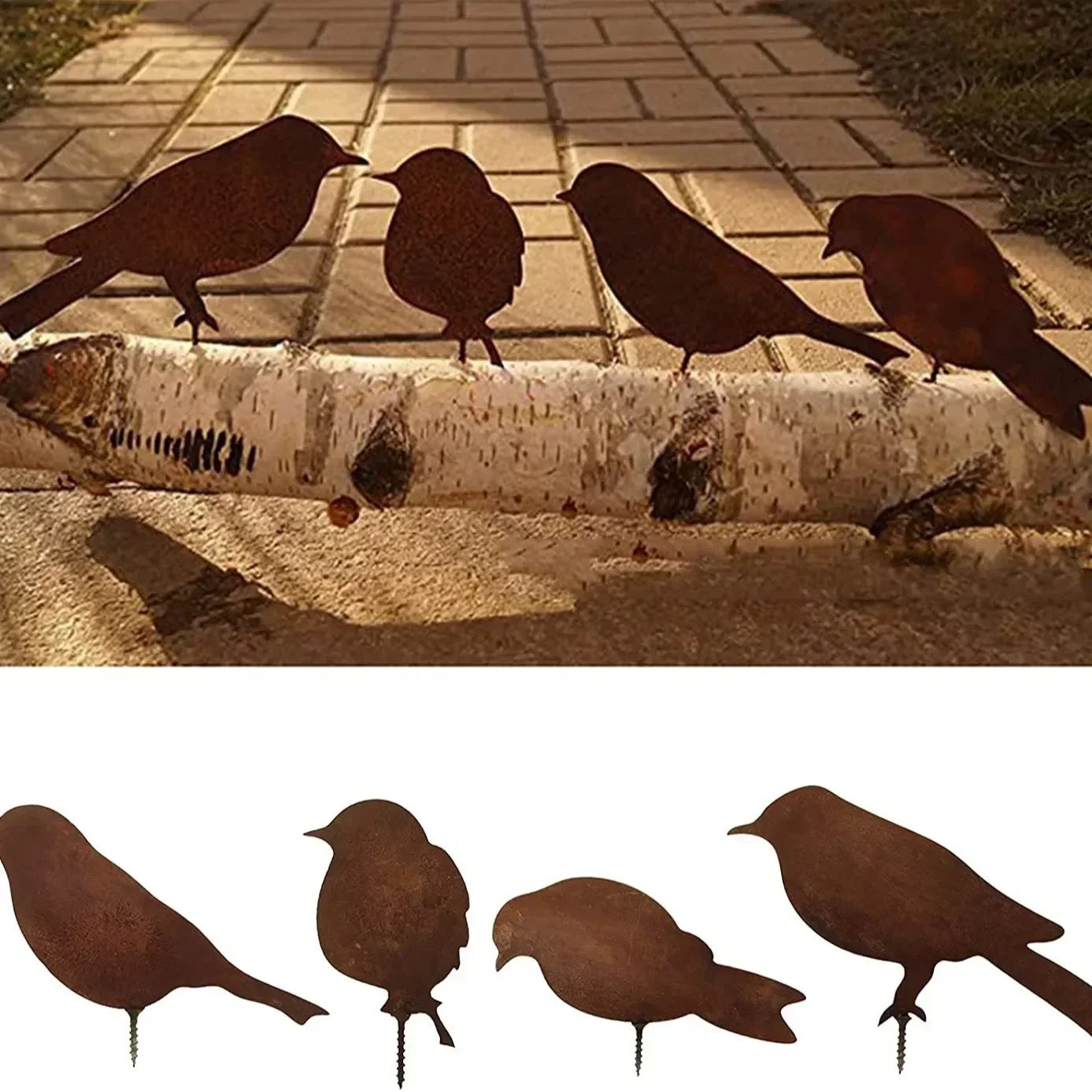 Afralia™ Metal Bird Sculptures Set - Rusty Iron Crafts for Home and Garden Decor