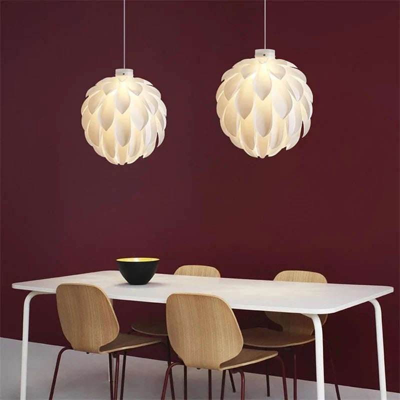 Afralia™ White Acrylic Pine Cone Pendant Lamp: Nordic Flower Petal Design for Living Room Lighting