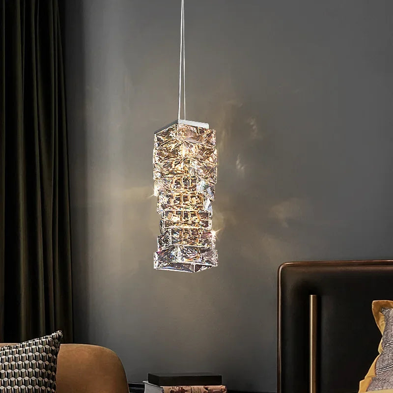 Afralia™ Crystal LED Pendant Ceiling Chandelier for Kitchen Island, Dining Room & Living Room