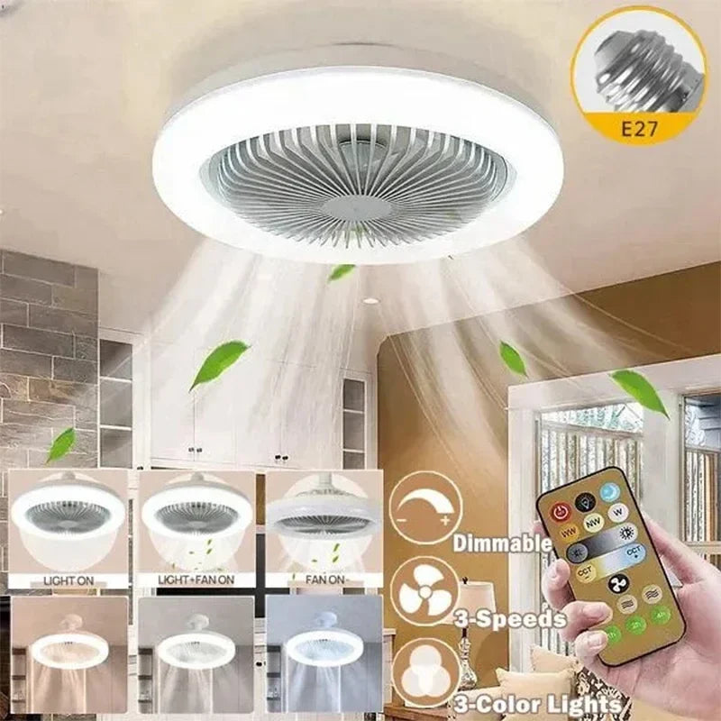Afralia™ Ceiling Fan Light with E27 Converter & Remote Control for Home, AC85-265V