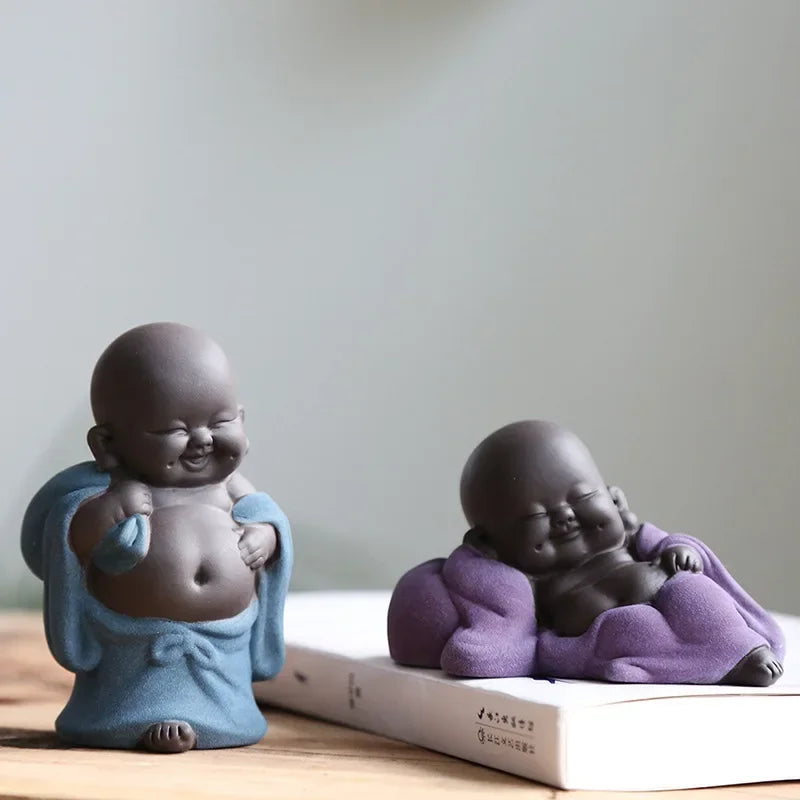 Afralia™ Ceramic Maitreya Buddha Statue Tea Sculpture Figurine Craft Display Ornament