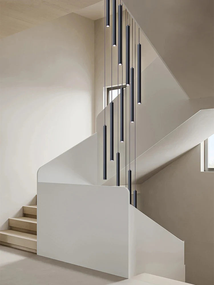 Afralia™ LED Chandelier Stairs Pendant Ceiling Lamp for Hotel Lobby Decor