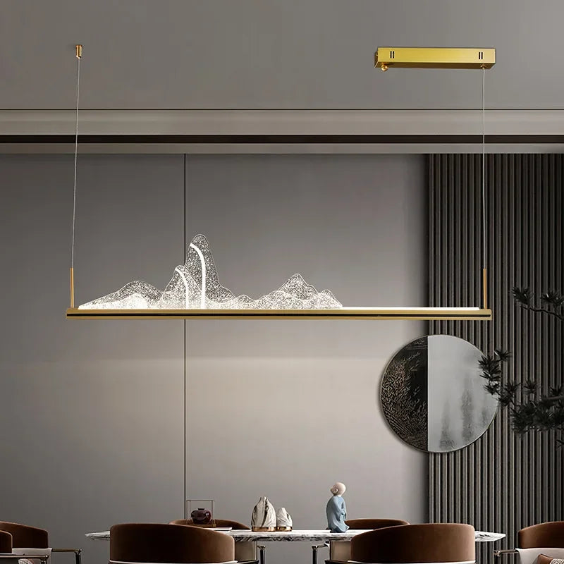 Afralia™ Zen Style LED Dining Chandelier for Living Room and Tea House