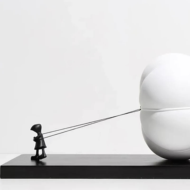 Afralia™ Cartoon Balloon Man Pumpkin Figure Resin Sculpture Home Decoration