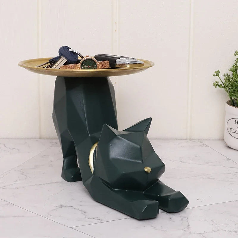 Afralia™ Geometric Cat Storage Figurines - Nordic Home Entrance Key Tray Decoration