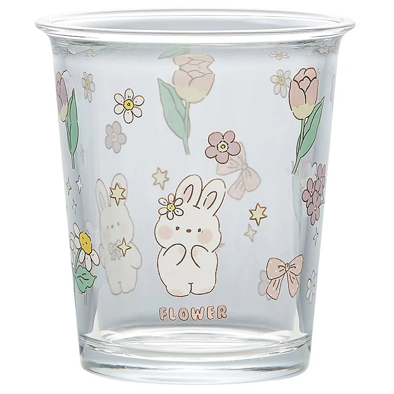 Afralia™ Cute Four-color Bear Rabbit Glass Tea Coffee Cup