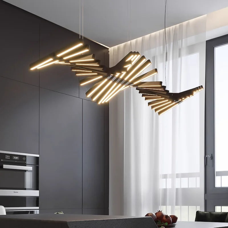 Afralia™ Modern Luxury LED Chandelier Adjustable Pendant Light Black/White Metal