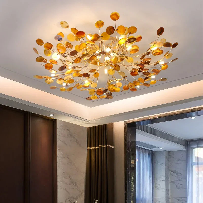 Afralia™ Leaf Agate Ceiling Lamp: Modern Nordic Jade Design for Living Room, Restaurant, Bedroom