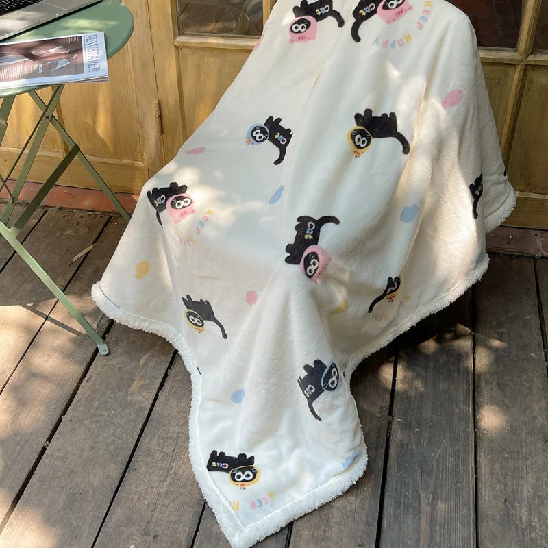 Afralia™ Lamb Nap Cartoon Coral Velvet Blanket: Super Soft, Thick, and Cute for Winter