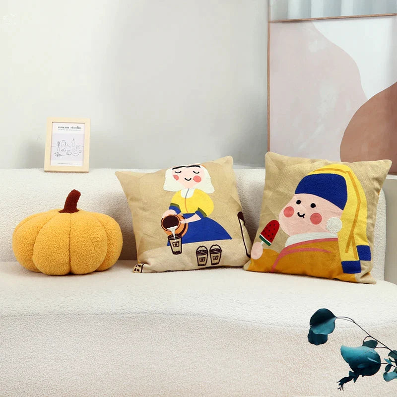 Frida Khalo Cartoon Pillowcase, Cute Sofa Cushion Cover by Afralia™