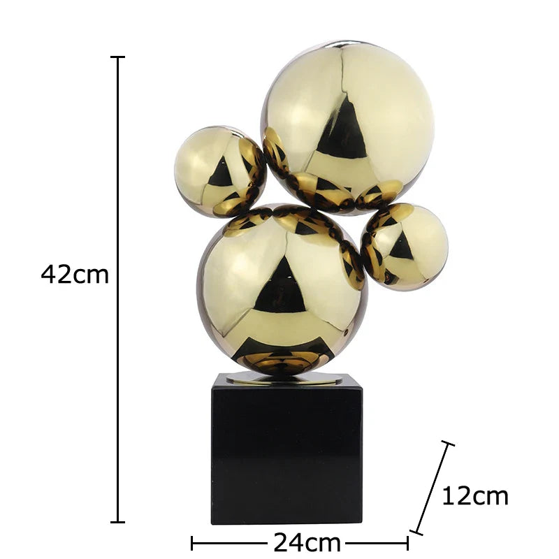 Afralia™ Geometric Metal Sculpture Desk Decor for Room Aesthetics