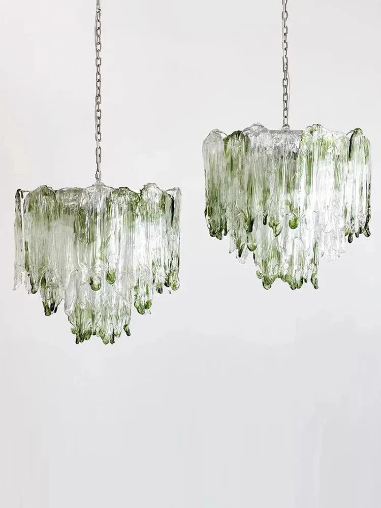 Afralia™ Green Glass Luxury Chandeliers for Elegant Living Room